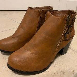 Brown Leather Ankle Boots - Size 10